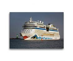 Premium Textil-Leinwand 75 x 50 cm Quer-Format Aida Stella in der Hafeneinfahrt WarnemÃ¼nde | Wandbild, HD-Bild auf Keilrahmen, Fertigbild auf hochwertigem Vlies, Leinwanddruck von Thomas Deter