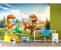 AG Design FTDXXL 2238 Arlo und Spot Disney Good Dinosaur Papier Fototapete für Kinderzimmer, 4 teile, mehrfarbig, 360 x 255 cm