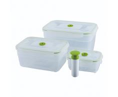Kuhn Rikon 28068 Vacuum Saver Aufbewahrungsbox Set 4-teilig (0.6L/2.3L/4.7L & Pumpe) weiss/grün