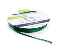 Vaessen Creative 301002-0019 Satinband Dunkelgrün, 3 mm x 10 Meter, Schleifenband, Dekoband, Geschenkband und Stoffband für Hochzeit, Taufe und Geburtstagsgeschenke, 3MM