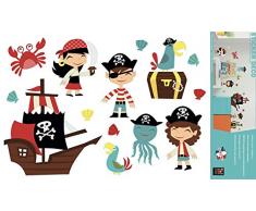 PLAGE Deko Wandaufkleber Piraten, Vinyl, Colorful, 68 x 0.1 x 47,7 cm
