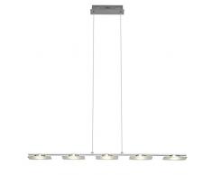 Brilliant G93435/15 Arlena LED Pendelleuchte, Höhe einstellbar, 5-flammig, inklusive 6 W LED, 434 lm, 3000 K, Metall/Glas, chrom/transparent/warmweiß