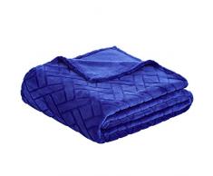 AmazonBasics - Fleecedecke, Prägemuster, Blau, 150 x 200 cm
