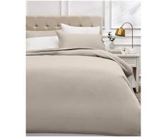 AmazonBasics - Bettwäsche-Set, Fadendichte 400, Baumwollsatin, 200 x 200 cm und zwei Kissenbezügen, 50 x 80 cm, Steingrau