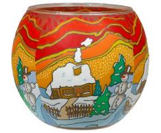 Himmlische Düfte Geschenkartikel GmbH Snowy Cottage Windlicht, Glas, bunt 11x11x9 cm