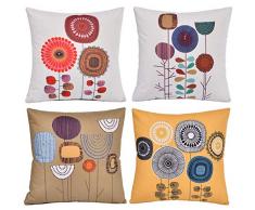 XIECCX dekorative Kissenbezüge, 4 Stück, weiches Leinen-Baumwoll-Gemisch, Design Kissenhülle für Sofa, Schlafzimmer, Stuhl, Autositz, Bauernhof, 45,7 x 45,7 cm 18x18 Inch Autumn Flowers