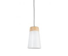 Lighting Collection Hängeleuchte aus Metall und Holz, E14, 40 W, Weiß