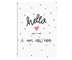 Goldbuch Babytagebuch, Hello i am New here, 21 x 28 cm, 44 illustrierte Seiten, Kunstdruck, Weiß/Gold, 11 319
