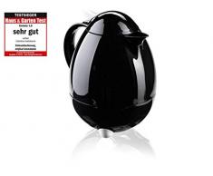 Leifheit Columbus 1, 0 L Isolierkanne, 100% dicht, Thermoskanne mit bewährter Aromataste, praktisches Öffnen und Schließen mit einer Hand, Kaffekanne, Teekanne, schwarz, hochglanz