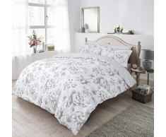 Sleepdown Floral Monochrome Bettwäsche-Set, grau, Einzelbett