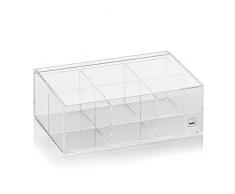 Kela Teebeutelbox, 6 Fächer, Kunststoff, 22,5x15x8 cm, Teebox Early, Transparent