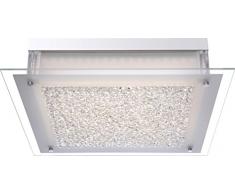 Praktische LED Deckenleuchte chrom Glas satiniert, Rand klar, Kristalle klar 20,5W - Globo LEAH 4931