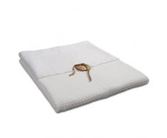 Knit Factory 111115 Strickdecke Plaid Reiskorn 130 x 160 cm, weiß