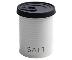 Maxwell & Williams Canister Salt, 500 ml, Geschenkbox, Porzellan/Silikon, VC6408 Vorratsdose mit Silikondeckel, schwarz, weiß, 9.7 x 9.7 x 12 cm