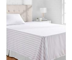 AmazonBasics Bettlaken, Mikrofaser, Grau gestreift, 275 x 275 + 10 cm