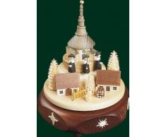 Spieluhr Richard Glässer Spieldose Seiffener Kirchdorf mit Kurrende-Sänger, 22er Spielwerk Stille Nacht, 08823