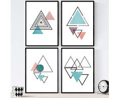 Nacnic Nordic Style Poster Set Triangle Forms & Forces Kunstdrucke Kunstdrucke Set mit 4 Blättern Ungerahmt A4 (21x29.7cm) 250g Papier für Home Living Kinderzimmer Dekoration