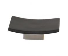 MSV Ndali 140749 Seifenspender, Keramik/Edelstahl/Steingut, 13,5 x 9 x 3,5 cm, matt, Schwarz