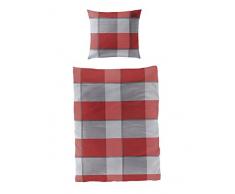 Bierbaum 6347 Bettwäsche, granat 06, 155 x 220 + 80 x 80 cm, Seersucker