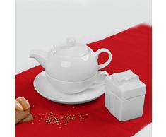 Holst Porzellan TFO 001 FA1 Teeservice Tea for One mit Keksdose, weiß, 18.5 x 17 x 14.5 cm
