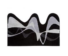 Grund KARIM RASHID Exklusiver Designer Badteppich 100% Polyacryl, ultra soft, rutschfest, ÖKO-TEX-zertifiziert, 5 Jahre Garantie, KARIM 19, Badematte 50x80 cm, grau-schwarz