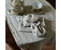 LinenMe 50 x 170 cm 10 Leinen Stone Washed Tischläufer, Aloe grün Parent, Hellbeige, 50 x 170 cm