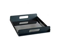 Alessi Vassily Tablett, rechteckig aus Edelstahl mit Griffen aus thermoplastischem Harz, schwarz