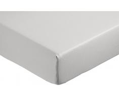 AmazonBasics Spannbetttuch, Baumwoll, Satin Fadenzahl 400, knitterarm, 90 x 190 x 30 cm - Grau