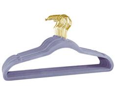 Signature Home Velvet Hangers Kleiderbügel, Blauer Reiher/Gold