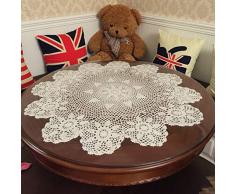 Damanni Tischdecke, Baumwolle, handgefertigt, gehäkelt, Spitze, Tischdecke, rund, 61-79 cm Garten 31 Inch beige