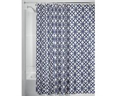 iDesign Trellis Textil Duschvorhang, Duschabtrennung für Badewanne und Duschwanne mit Spalier-Motiv, 183 cm x 183 cm Vorhang aus Stoff, Polyester blau