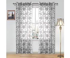 DWCN Vorhang, halbtransparent, mehrere Designs, 2 Stück W52 x L84 schwarz