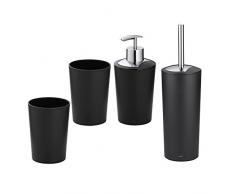Kela Badset Marta, 4-tlg., 1 Seifenspender/ 2 Becher/ 1 WC-Garnitur, Kunststoff, 390218, Schwarz