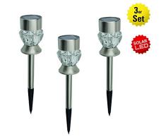 Näve Leuchten 3er-Set Solar ErdspießDiamond, Metall, 1 W, Edelstahl, 7 x 7 x 33.5 cm, 3 Einheiten