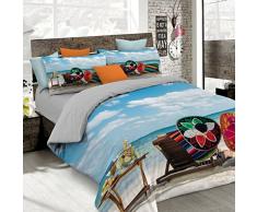 Italian Bed Linen Bettwäsche mit Digitaldruck A Abdeckung insgesamt auf Sack und über Kissenbezüge 2 Sitzer 100% Baumwolle 250x200x1 cm Multicolor 11
