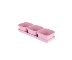 Zuperzozial, Triple 3 Servierschalen auf Tablett aus Bambus und Mais - biologisch abbaubar, Rosa (Lollipop Pink)