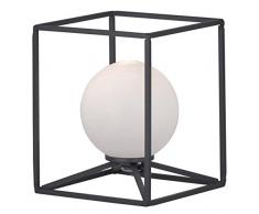 Reality Leuchten Gabbia R50401032 Tischleuchte, Metall Schwarz Matt, Acryl Weiß