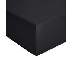 AmazonBasics - Spannbetttuch, Jersey, Anthrazit - 140 x 200 cm