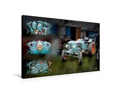 Premium Textil-Leinwand 90 x 60 cm Quer-Format Oldtimer Traktor Eicher | Wandbild, HD-Bild auf Keilrahmen, Fertigbild auf hochwertigem Vlies, Leinwanddruck von Peter Roder