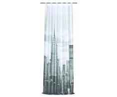 Home Fashion 48539-896 Schlaufenschal Digitaldruck New York, schwarz-weiß/Voile 245 x 120 cm