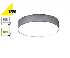 Trio Leuchten 621911211 Lugano A+, LED Deckenleuchte, nickel, 11 watts, Integriert, Stoffschirm Grau, 30 x 30 x 9 cm
