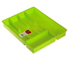 Home Besteckkasten, 5 Sitzer, Kunststoff, Grün, 34 x 27 x 6 cm