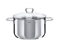Silit Style Kochtopf, hoch 24cm, Glasdeckel, Fleischtopf 5,7l, Edelstahl poliert, Topf Induktion, unbeschichtet