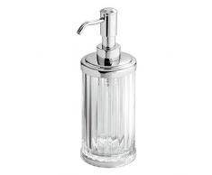 iDesign Alston Seifenspender, Seifenspender wiederbefüllbar aus Kunststoff, durchsichtig/silberfarben