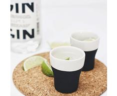 Magisso Selbst abkühlende Schnapsgläser 4 x 5 cl, Keramik, schwarz/weiß, 5.3 x 5.3 x 6.5 cm, 4-Einheiten