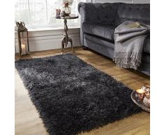 Dreamscene Sienna Uni Weicher Hochflor Shaggy Teppich Dick Flor anthrazit, Polyester, anthrazit dunkelgrau, 170 x 5 x 120 cm