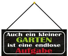 Schatzmix Kleiner Garten endlose Aufgabe Metallschild 27x10 cm Deko mit Kordel Blechschild, Blech, Mehrfarbig