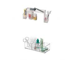 iDesign Med+ Hochbau Tabletten Organizer, Sortierkasten aus Kunststoff mit Griffen + Medikamentenbox für Bad und Medizinschrank, kleine Medizinbox aus Kunststoff, Aufbewahrung mit 7 Fächern