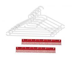 Leifheit Zubehör-Set Pegasus, zwei Kleinteilehalter für Leifheit Standtrockner + 5 windfeste Kleiderbügel zum einrasten am Wäscheständer, Kleinteilhalter ideal für Socken und Wäsche, mehr Trockenplatz