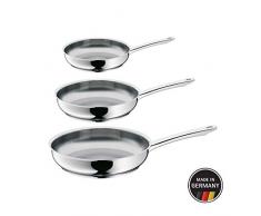 WMF Profi Pfannenset, 3-teilig, unbeschichtet, Bratpfanne 20, 24, 28 cm, Cromargan Edelstahl poliert, Induktion, spülmaschinengeeignet, backofenfest